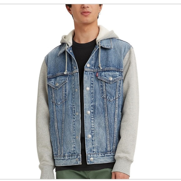 Levi’s Hybrid Trucker Jean Jacket With Hood Young Mens NWT